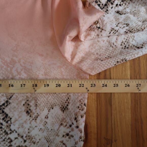 Calvin Klein Peach & Snakeskin Print Bias Blouse Lagenlook Soft Girl Sz XL - Picture 5 of 9